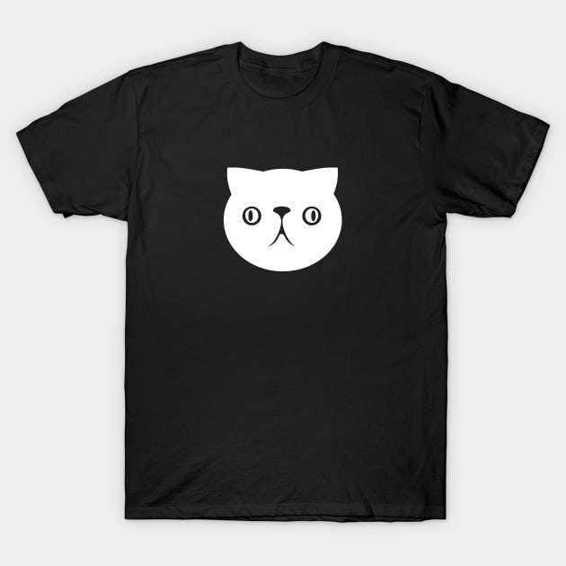 Persian cat's face. Derpy, cute chonk in white ink T-Shirt by croquis design